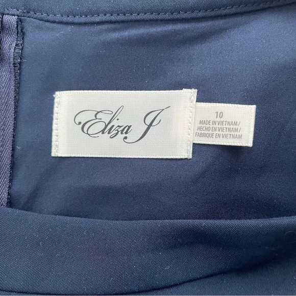 ELIZA J Navy Jumpsuit Casual Soft Full Length Wide Leg Jumpsuit Size 10 - Picture 6 of 11